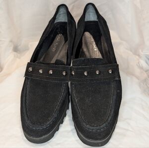 Donald J. Pliner Black Suede Studded Loafers